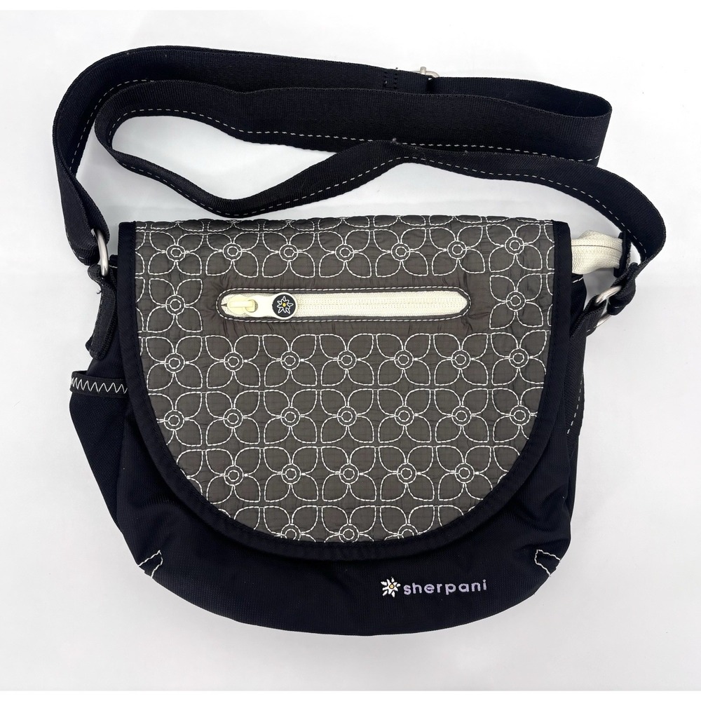 Sherpani Milli LE Crossbody Bag Black Gray Floral Travel Purse Organizer